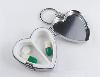 Small heart-shaped pill box small portable kit protection Keychain Kit