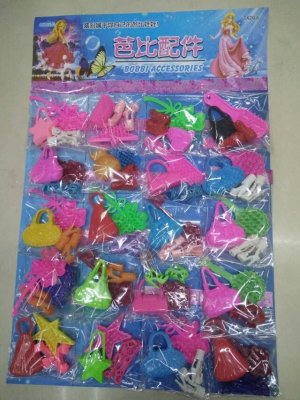 Hang board toy barbie accessories, glass shoes, bag, comb