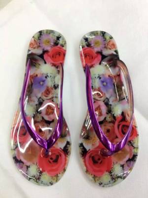 Summer outdoor explosion crystal Home Furnishing printing anti-skid slippers with flip flops wholesale electroplating