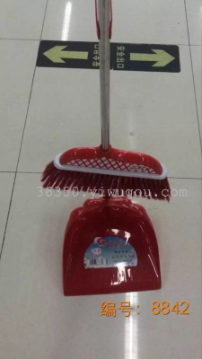 Stainless steel sheathed soft dustpan broom and dustpan broom sweeping broom and dustpan combination set