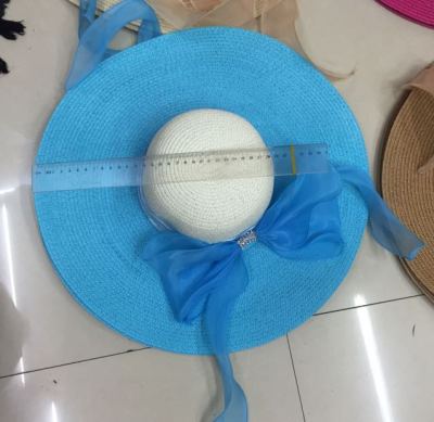 South Korean summer sun protection beach bow-tie straw hat.