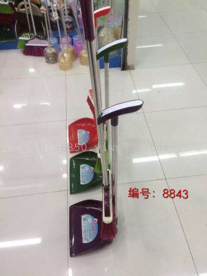 Stainless steel sheathed soft dustpan broom and dustpan broom sweeping broom and dustpan combination set