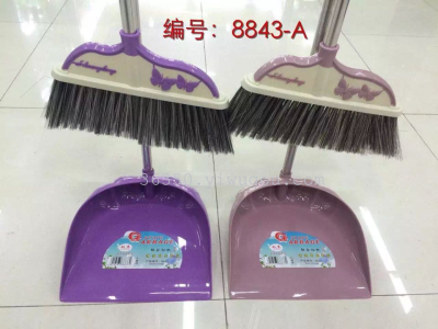 Stainless steel sheathed soft dustpan broom and dustpan broom sweeping broom and dustpan combination set