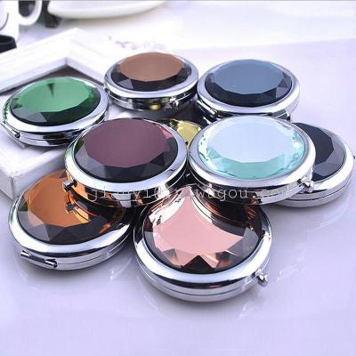 Crystal cosmetic mirror folding double side portable small mirror