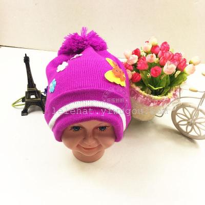 Hot big boy children Knitted Hat Lady in the little girl butterfly cuffed Hat Cap