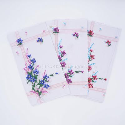 Clothing accessories lady 28cm White-based Floral Cotton Handkerchiefs