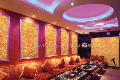 Gold foil wallpaper KTV hotel corridor Mediterranean TV background golden golden Korean ceiling