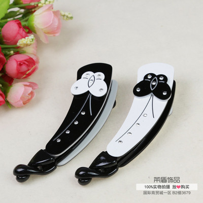 Korean New Hair Accessories Acrylic Black and White Bow Barrettes