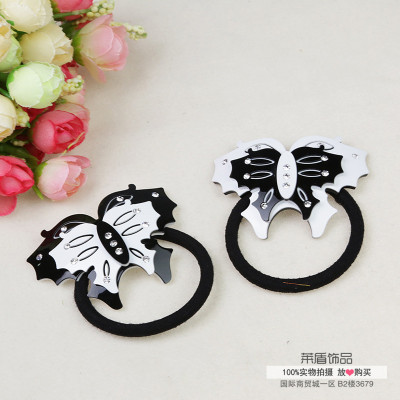 Korean new hair accessories acrylic black and white butterfly style hair rope hair ring head rope