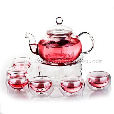 High heat-resistant borosilicate glass pot candle set heating glass liner tea pot