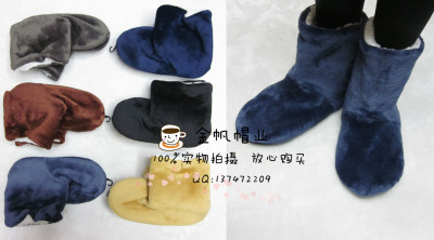 Foreign trade manufacturer spot winter warm and solid color flannel floor shoe size men's floor boots.