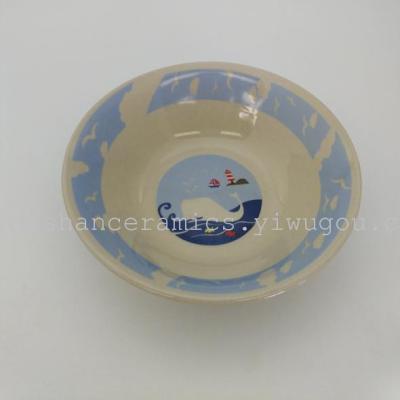 WEIJIA  retro decorated ceramic bowl salad bowl soup bowl