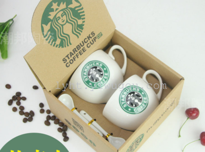 Starbucks Ceramic Gift Cup Coffee Cup Pot Couple on Cup Ceramic Cup Promotional Gifts