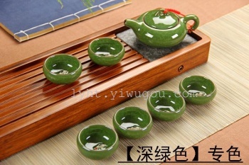 7 head of Taiwan ice crack glaze small fish tea set colorful ceramic gifts ceramic pot effort tea set craft gift