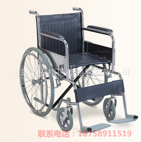 electroplated leather wheelchair stainless steel manual wheelchair foldable light elderly hand push scooter