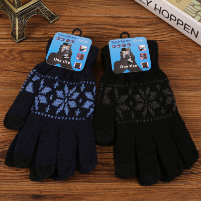 Jacquard touch screen gloves winter wool knitted touch screen gloves jacquard warm gloves.