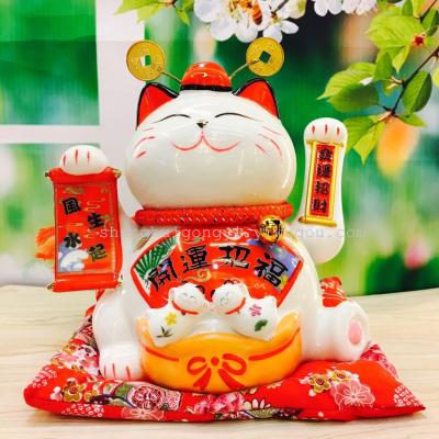Plastic resin ceramic handle large cat business gifts feng shui ornaments