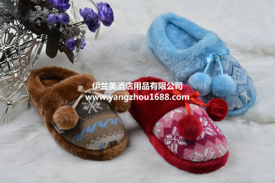 Winter Plush butterfly knot knitted plush non slip waterproof warm bag with home cotton drag