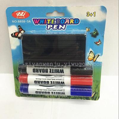 Qiniu Whiteboard Marker 8858-3 Pens +1 Whiteboard Eraser Sets