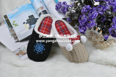 British style cotton knitted slippers Home Furnishing indoor soft soled cotton slippers female winter slippers