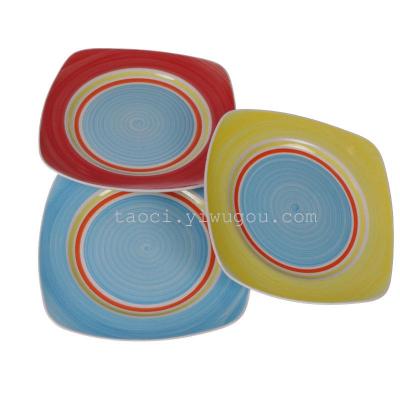 Color Glazed Tableware Large CERAMIC Color Plate Square Rice plate fruit plate