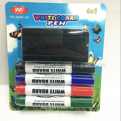 Qiniu Whiteboard Marker 8858-4 Pens +1 Whiteboard Eraser Sets