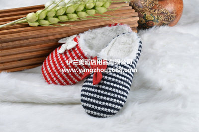Manufacturers supply fashionable new striped wool autumn winter indoor cotton slippers