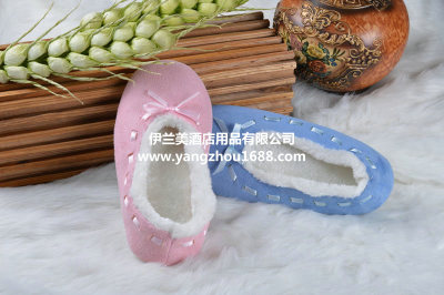 The new color leather waterproof shoes couple child home warm shoes Plush thick bottom bag Genmian drag