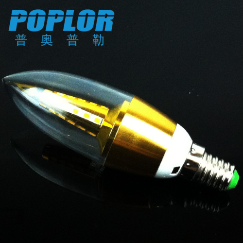 led candle light pc transparent cover 5w aluminum e14 pull tail/tip bubble highlight resistance bulb crystal lamp light source