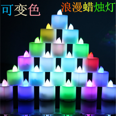 LED Electronic Candle Light Colorful Bedside Lamp Bedroom Color Changing Small Night Lamp