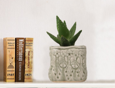 Gao Bo Decorated Home Floor stall ring ceramic simple green small square ceramic pot pot succulent plants