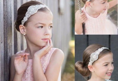 The baby had high-grade children in Europe and America handmade cloth ribbon diamond beaded headband Headbands