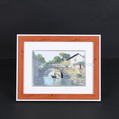 Small bridge running Water People embroidery farmers exquisite painting work