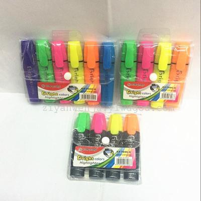 Fluorescent Pen 4 PCs 6 PCs PVC Bags Marker Eye-Catching Pens
