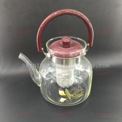 1.1L large capacity glass teapot glass teapot printing glass teapot