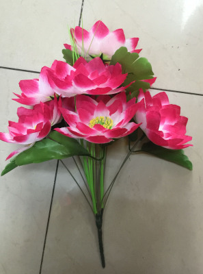 Artificial flower arrangement stage bouquet of plastic flowers 10 heads of lotus