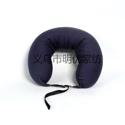 Foam particle travel U-shaped solid color with buckle travel pillow