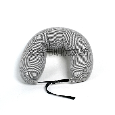 Foam particle travel U-shaped pillow Stripe with buckle travel pillow