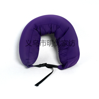 Foam particle travel U-shaped solid color with buckle travel pillow