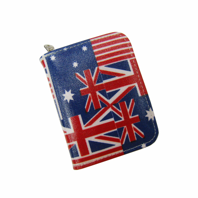 American flag map coated canvas short single zipper bag purse / Wallet / British personality Wallet