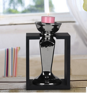 Gao Bo Decorated Home Ceramic handicraft electroplated candle holder with frame without frame