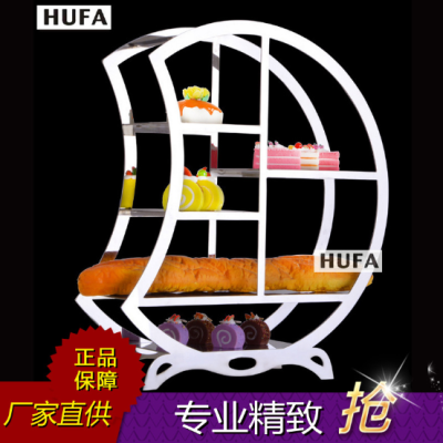 Hotel Supplies Half Moon Stainless Steel Dessert Stand Buffet Cake Dessert-Seat Fruit Plate