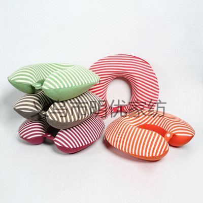 U-shaped pillow of knitted cotton Striped Fabric