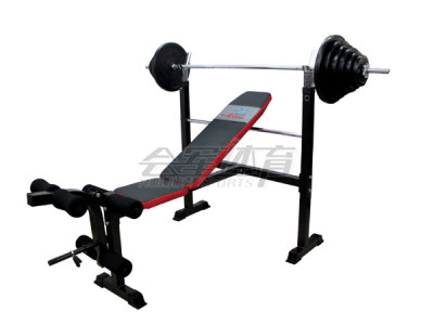 HJ-B057 standard weight lifting bench(with 80KG rubber barbell)