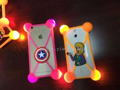 LED Universal Phone Case Universal Cartoon Silicone Flashing Light Luminous Phone Case