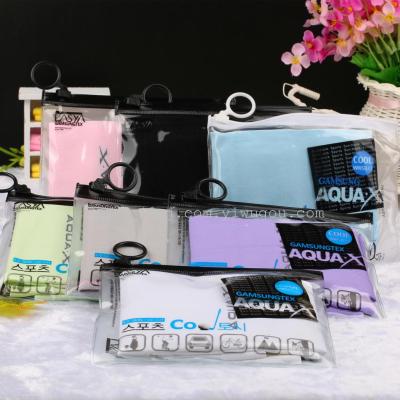 The spot of Korea AQUA PVC ice tee clothing packaging bags just cuff with a hook to hanging