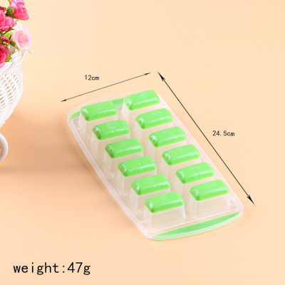 Bottom Silicone Stretchable Ice Cube Mold Plastic Ice Maker Ice Tray Set with Ice Box