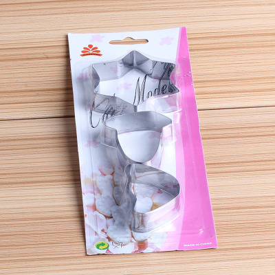 The Set of 3 stainless steel biscuit mould, flower pattern biscuit mould, vegetable and fruit cutting mould, small cake mould