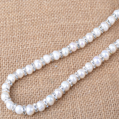 8-9mm Natural Freshwater Pearl Necklace for Women Hoop Punch Necklace Wholesale
