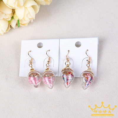 The Korean version of transparent glass bullet Diamond Crystal Earrings